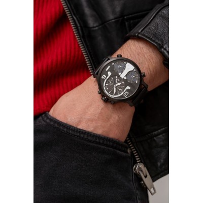Zegarek Męski Paul Lorens PL11706A2-1A5 na pasku skórzanym w kolorze Czarny/Czarny o szerokości 24/22mm