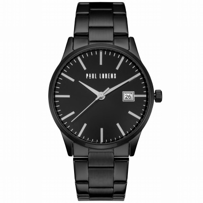Zegarek Męski Paul Lorens PL14573B-1A5 na bransolecie stalowej w kolorze Czarny/Czarny o szerokości 22/20mm
