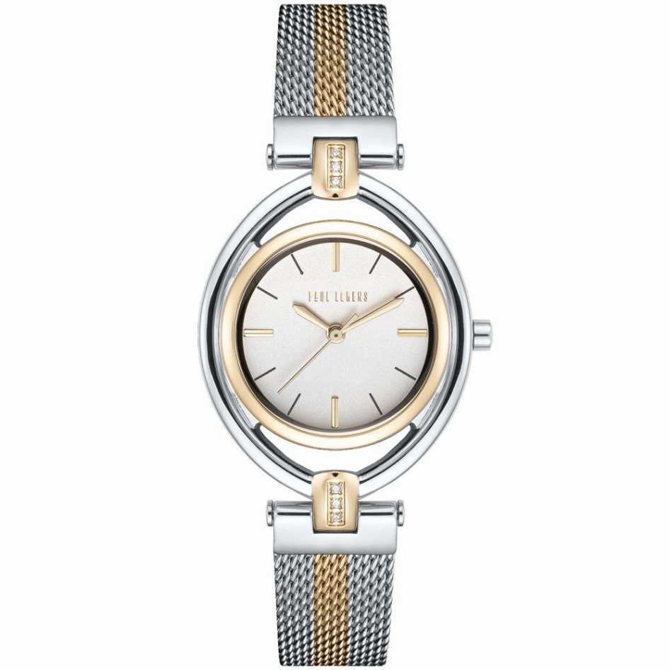 Zegarek Damski Paul Lorens PL13628B-3D2 na bransolecie mesh w kolorze Srebrny/Złoty/Srebrny/Złoty o szerokości 14/12mm