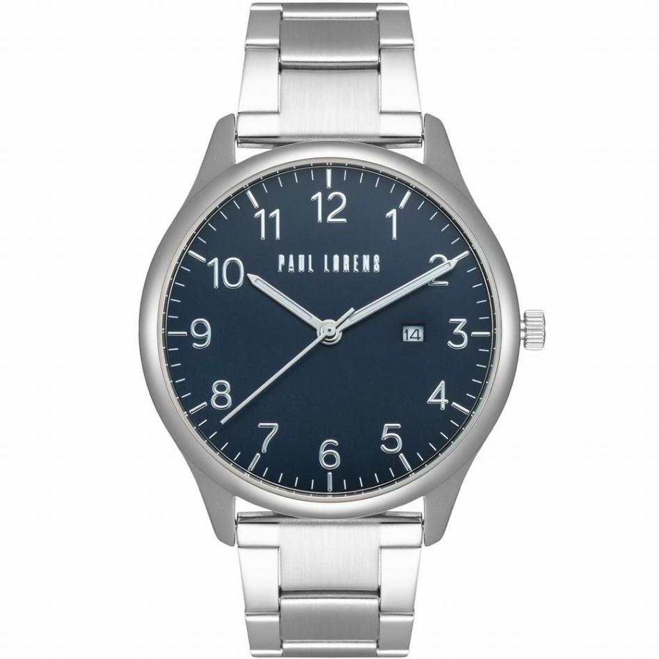 Zegarek Męski Paul Lorens PL1273B2-6C1 na bransolecie stalowej w kolorze Srebrny/Srebrny o szerokości 22/20mm