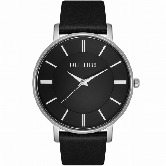 Zegarek Męski Paul Lorens PL10401A-1A1 na pasku skórzanym w kolorze Srebrny/Czarny o szerokości 20/18mm