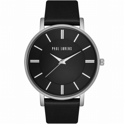 Zegarek Męski Paul Lorens PL10401A-1A1 na pasku skórzanym w kolorze Srebrny/Czarny o szerokości 20/18mm