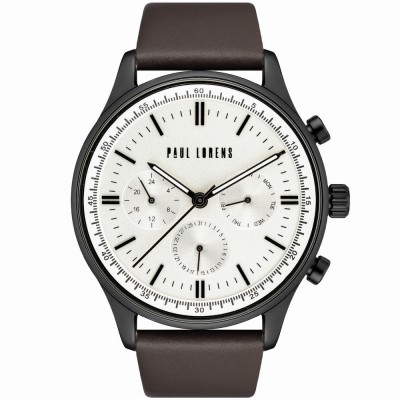 Zegarek Męski Paul Lorens PL10602A2-3B1-2 na pasku skórzanym w kolorze Czarny/Brązowy o szerokości 22/20mm