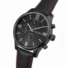 Zegarek Męski Paul Lorens PL11652A6-1A3 na pasku skórzanym w kolorze Czarny/Czarny/Przeszycia Czerwone o szerokości 22/20mm