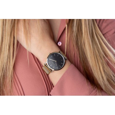 Zegarek Damski Paul Lorens PL10771B-1D1 na bransolecie mesh w kolorze Złoty/Złoty o szerokości 20/18mm