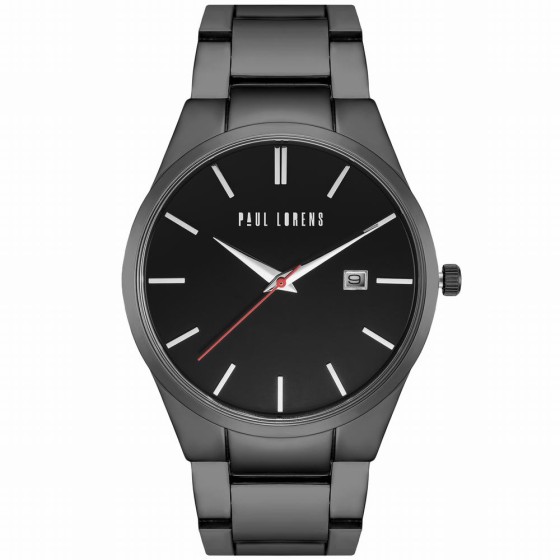 Zegarek Męski Paul Lorens PL20015B-1A5 na bransolecie stalowej w kolorze Czarny/Czarny o szerokości 24/22mm