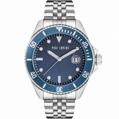 Zegarek Męski Paul Lorens PL13030B-6C1 na bransolecie stalowej w kolorze Srebrny/Srebrny o szerokości 20/18mm