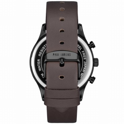 Zegarek Męski Paul Lorens PL10602A2-1B2 na pasku skórzanym w kolorze Czarny/Brązowy o szerokości 22mm