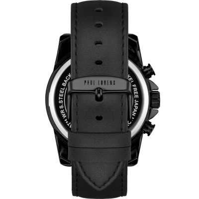 Zegarek Męski Paul Lorens PL9753A8-1A1-2 na pasku skórzanym w kolorze Czarny/Czarny o szerokości 24/22mm