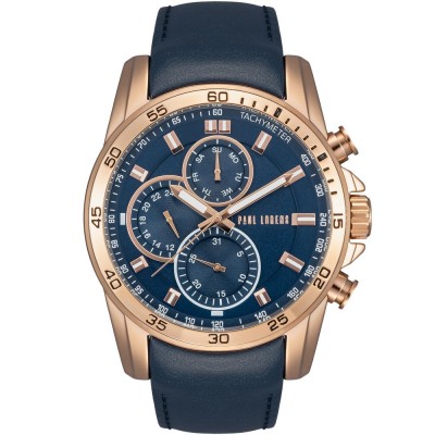 Zegarek Męski Paul Lorens PL9753A8-6F3 na pasku skórzanym w kolorze Miedziany/Granatowy o szerokości 24/22mm