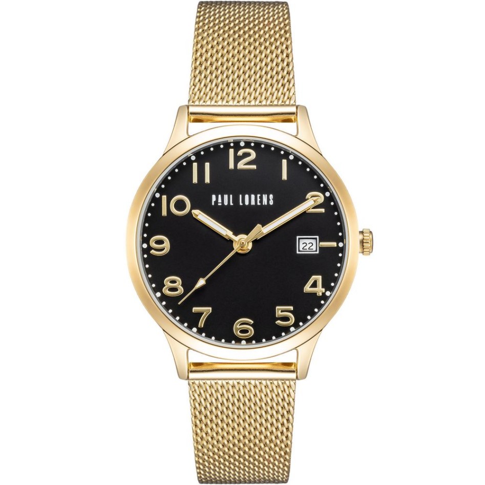 Zegarek Damski Paul Lorens PL20000B-1D1 na bransolecie mesh w kolorze Złoty/Złoty o szerokości 16/14mm