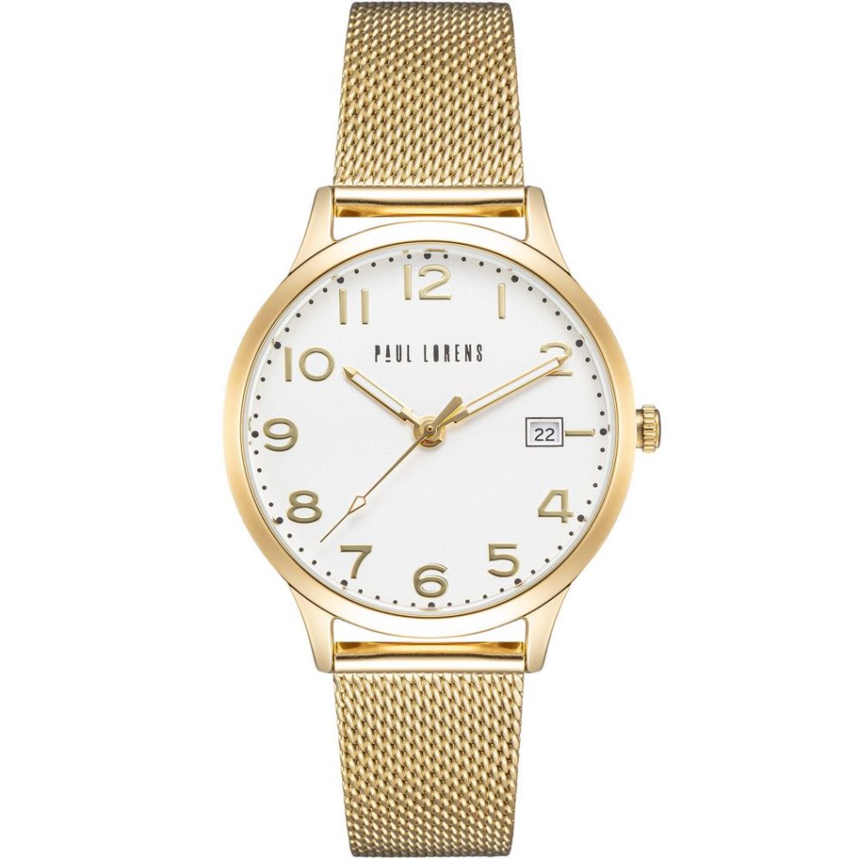 Zegarek Damski Paul Lorens PL20000B-3D1 na bransolecie mesh w kolorze Złoty/Złoty o szerokości 16/14mm