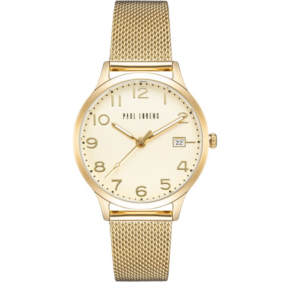 Zegarek Damski Paul Lorens PL20000B-4D1 na bransolecie mesh w kolorze Złoty/Złoty o szerokości 16/14mm