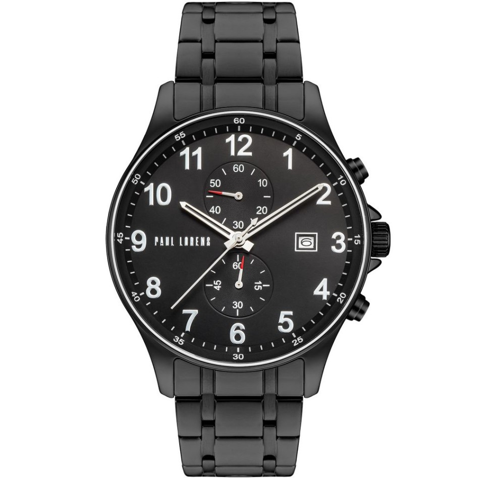 Zegarek Męski Paul Lorens PL20002B-1A5 na bransolecie stalowej w kolorze Czarny/Czarny o szerokości 22/20mm