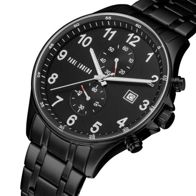 Zegarek Męski Paul Lorens PL20002B-1A5 na bransolecie stalowej w kolorze Czarny/Czarny o szerokości 22/20mm