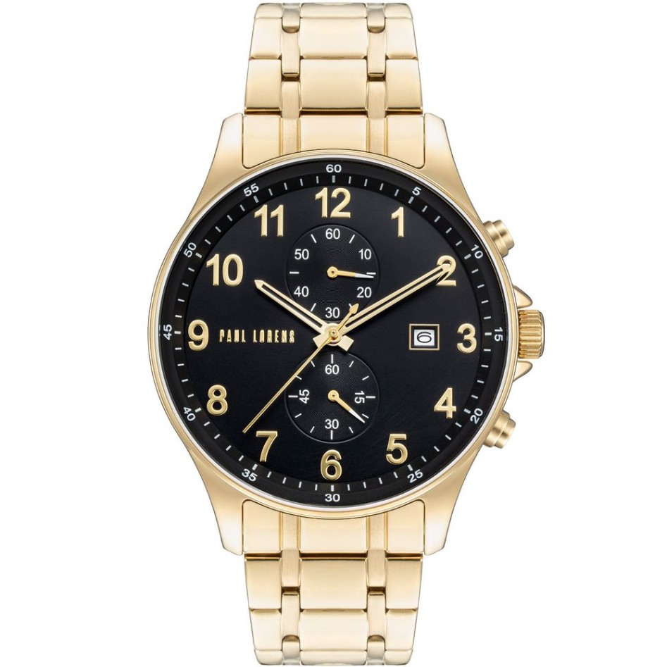 Zegarek Męski Paul Lorens PL20002B-1D1 na bransolecie stalowej w kolorze Złoty/Złoty o szerokości 22/20mm