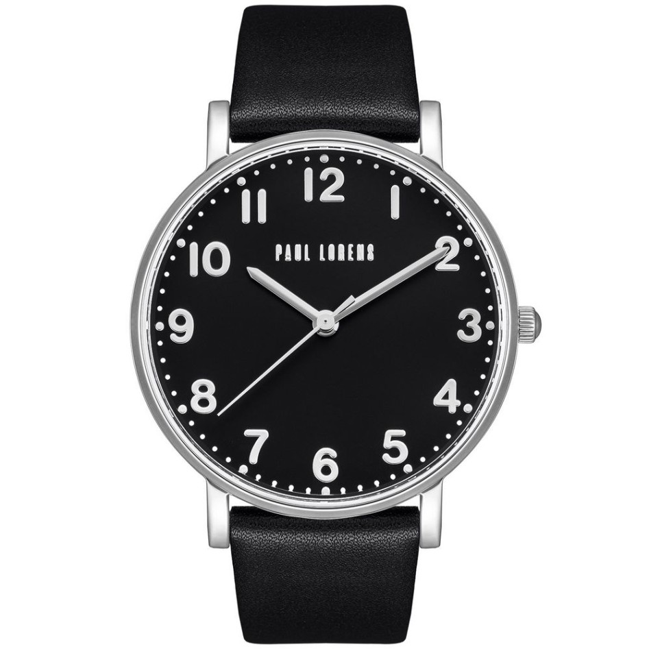 Zegarek Damski Paul Lorens PL20005A-1A1 na pasku skórzanym w kolorze Srebrny/Czarny o szerokości 20/18mm
