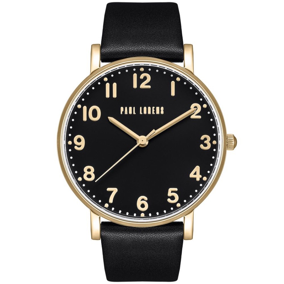 Zegarek Damski Paul Lorens PL20005A-1A2 na pasku skórzanym w kolorze Złoty/Czarny o szerokości 20/18mm