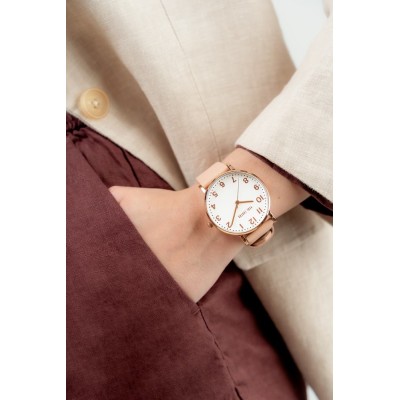 Zegarek Damski Paul Lorens PL20005A-3E3 na pasku skórzanym w kolorze Różowe Złoto/Różowy o szerokości 20/18mm