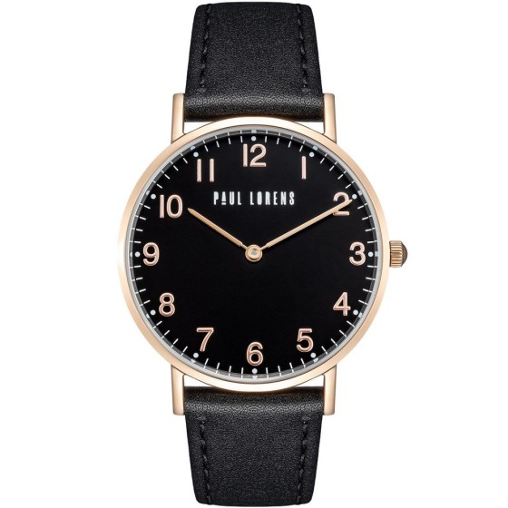 Zegarek Damski Paul Lorens PL20006A-6A3 na pasku skórzanym w kolorze Różowe Złoto/Czarny o szerokości 18/16mm