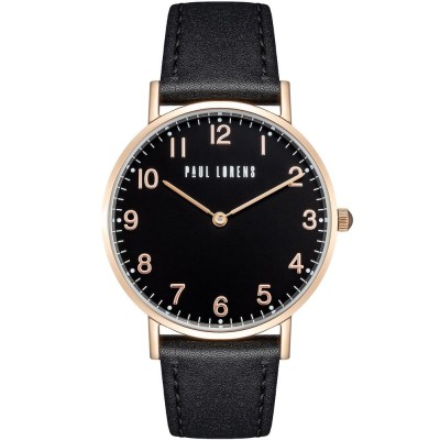 Zegarek Damski Paul Lorens PL20006A-6A3 na pasku skórzanym w kolorze Różowe Złoto/Czarny o szerokości 18/16mm