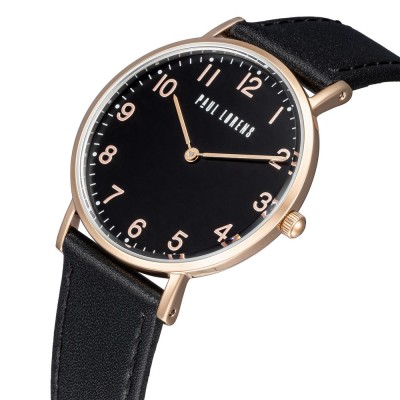 Zegarek Damski Paul Lorens PL20006A-6A3 na pasku skórzanym w kolorze Różowe Złoto/Czarny o szerokości 18/16mm