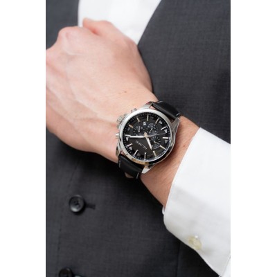 Zegarek Męski Paul Lorens PL20010A-1A1 na pasku skórzanym w kolorze Srebrny/Czarny o szerokości 22/20mm