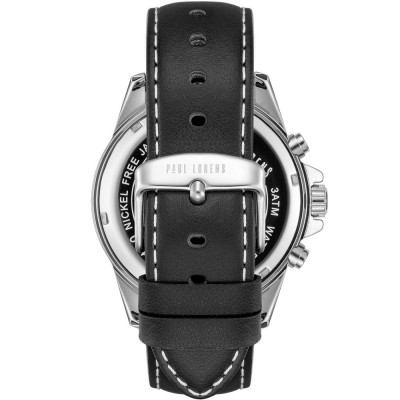 Zegarek Męski Paul Lorens PL20010A-1A1 na pasku skórzanym w kolorze Srebrny/Czarny o szerokości 22/20mm