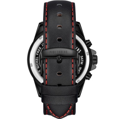 Zegarek Męski Paul Lorens PL20010A-1A3 na pasku skórzanym w kolorze Czarny/Czarny o szerokości 22/20mm