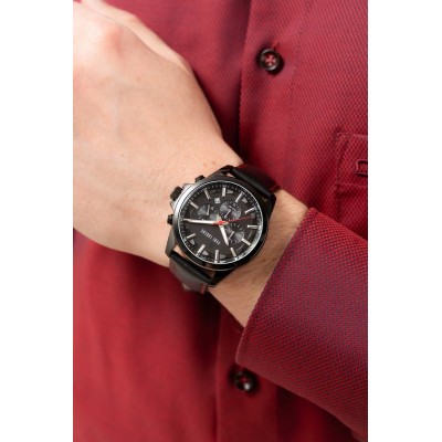 Zegarek Męski Paul Lorens PL20010A-1A3 na pasku skórzanym w kolorze Czarny/Czarny o szerokości 22/20mm