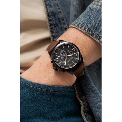 Zegarek Męski Paul Lorens PL20010A-1B2 na pasku skórzanym w kolorze Czarny/Brązowy o szerokości 22/20mm