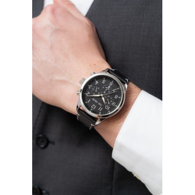 Zegarek Męski Paul Lorens PL20011A-1A1 na pasku skórzanym w kolorze Srebrny/Czarny o szerokości 22/20mm