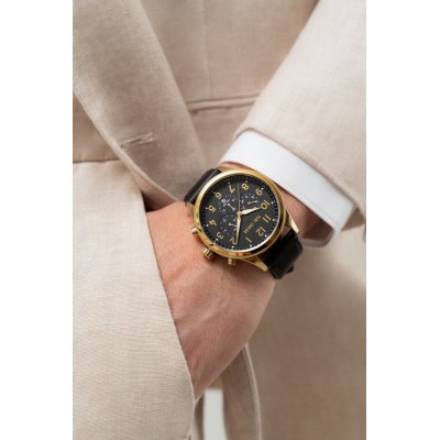 Zegarek Męski Paul Lorens PL20011A-1A2 na pasku skórzanym w kolorze Złoty/Czarny o szerokości 22/20mm