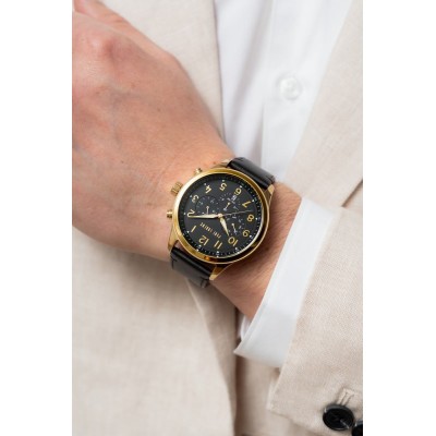 Zegarek Męski Paul Lorens PL20011A-1A2 na pasku skórzanym w kolorze Złoty/Czarny o szerokości 22/20mm