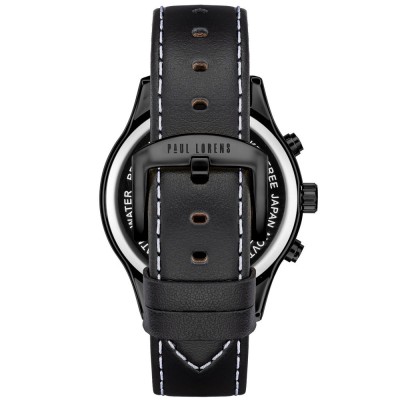 Zegarek Męski Paul Lorens PL20011A-1A5 na pasku skórzanym w kolorze Czarny/Czarny o szerokości 22/20mm