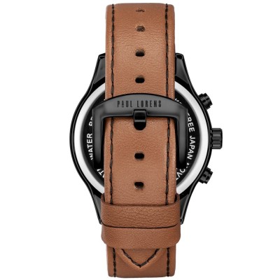 Zegarek Męski Paul Lorens PL20011A-1B3 na pasku skórzanym w kolorze Czarny/Brązowy o szerokości 22/20mm