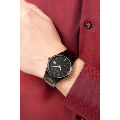 Zegarek Męski Paul Lorens PL20015B-1A5 na bransolecie stalowej w kolorze Czarny/Czarny o szerokości 24/22mm
