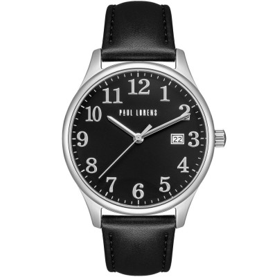 Zegarek Męski Paul Lorens PL20016A-1A1 na pasku skórzanym w kolorze Srebrny/Czarny o szerokości 20/18mm