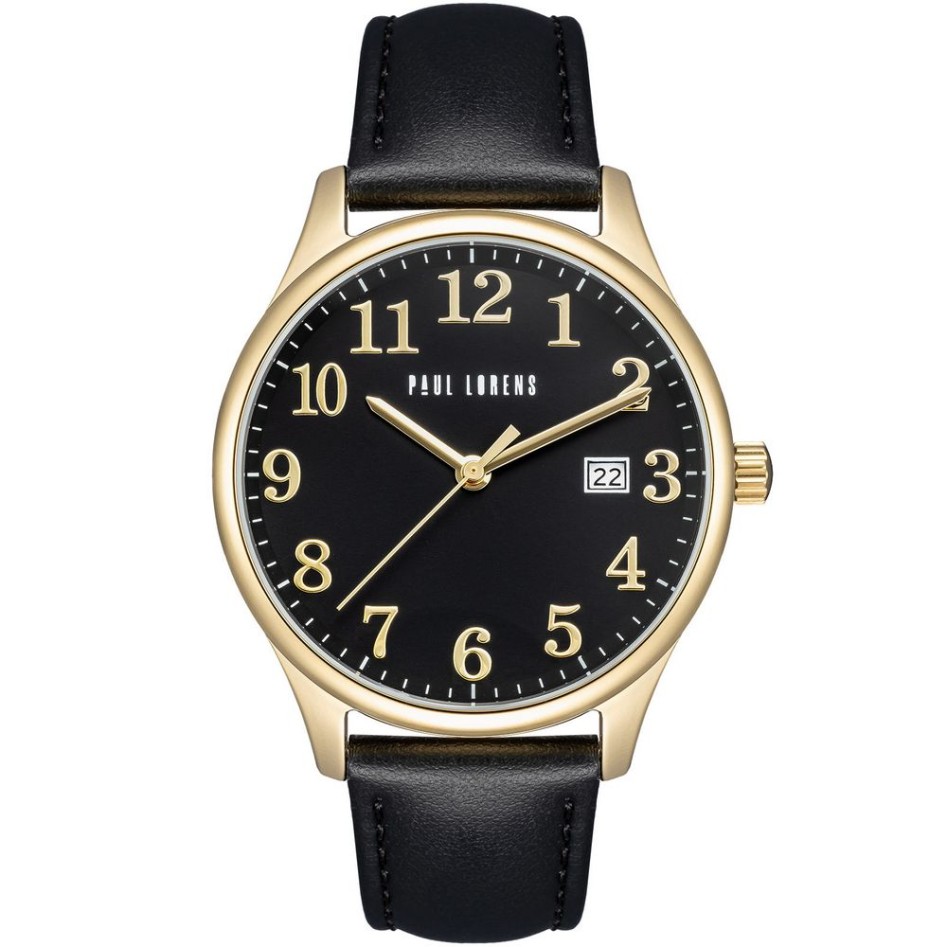 Zegarek Męski Paul Lorens PL20016A-1A2 na pasku skórzanym w kolorze Złoty/Czarny o szerokości 20/18mm