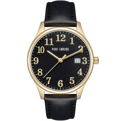 Zegarek Męski Paul Lorens PL20016A-1A2 na pasku skórzanym w kolorze Złoty/Czarny o szerokości 20/18mm