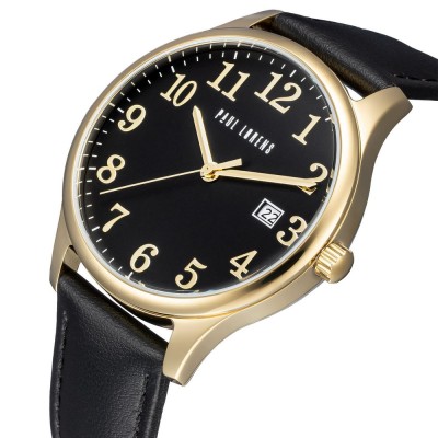 Zegarek Męski Paul Lorens PL20016A-1A2 na pasku skórzanym w kolorze Złoty/Czarny o szerokości 20/18mm