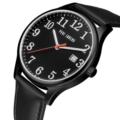 Zegarek Męski Paul Lorens PL20016A-1A3 na pasku skórzanym w kolorze Czarny/Czarny o szerokości 20/18mm