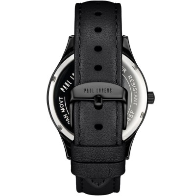 Zegarek Męski Paul Lorens PL20016A-1A3 na pasku skórzanym w kolorze Czarny/Czarny o szerokości 20/18mm