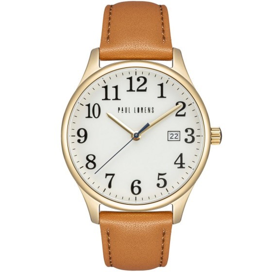 Zegarek Męski Paul Lorens PL20016A-4B2 na pasku skórzanym w kolorze Złoty/Brązowy o szerokości 20/18mm