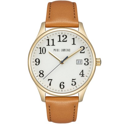 Zegarek Męski Paul Lorens PL20016A-4B2 na pasku skórzanym w kolorze Złoty/Brązowy o szerokości 20/18mm