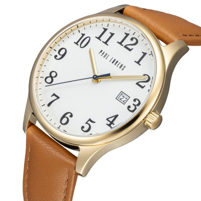 Zegarek Męski Paul Lorens PL20016A-4B2 na pasku skórzanym w kolorze Złoty/Brązowy o szerokości 20/18mm