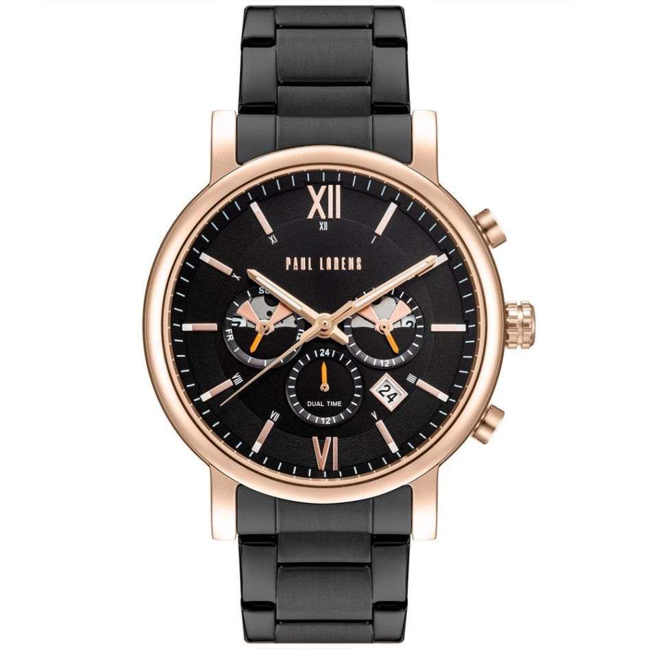 Zegarek Męski Paul Lorens PL20017B-1A4 na bransolecie stalowej w kolorze Miedziany/Czarny o szerokości 22/20mm