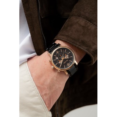 Zegarek Męski Paul Lorens PL20017B-1A4 na bransolecie stalowej w kolorze Miedziany/Czarny o szerokości 22/20mm