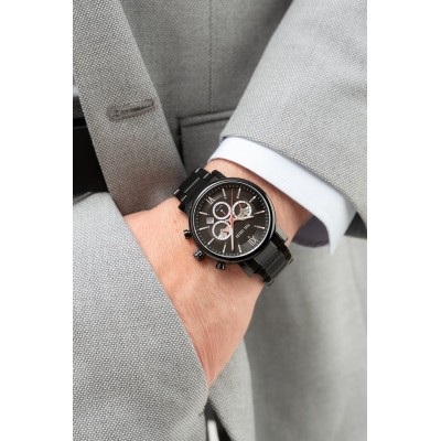 Zegarek Męski Paul Lorens PL20017B-1A5 na bransolecie stalowej w kolorze Czarny/Czarny o szerokości 22/20mm