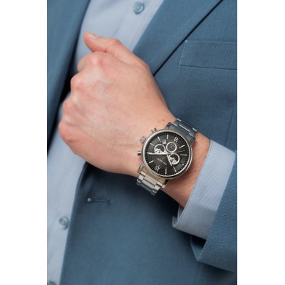 Zegarek Męski Paul Lorens PL20017B-1C1 na bransolecie stalowej w kolorze Srebrny/Srebrny o szerokości 22/20mm